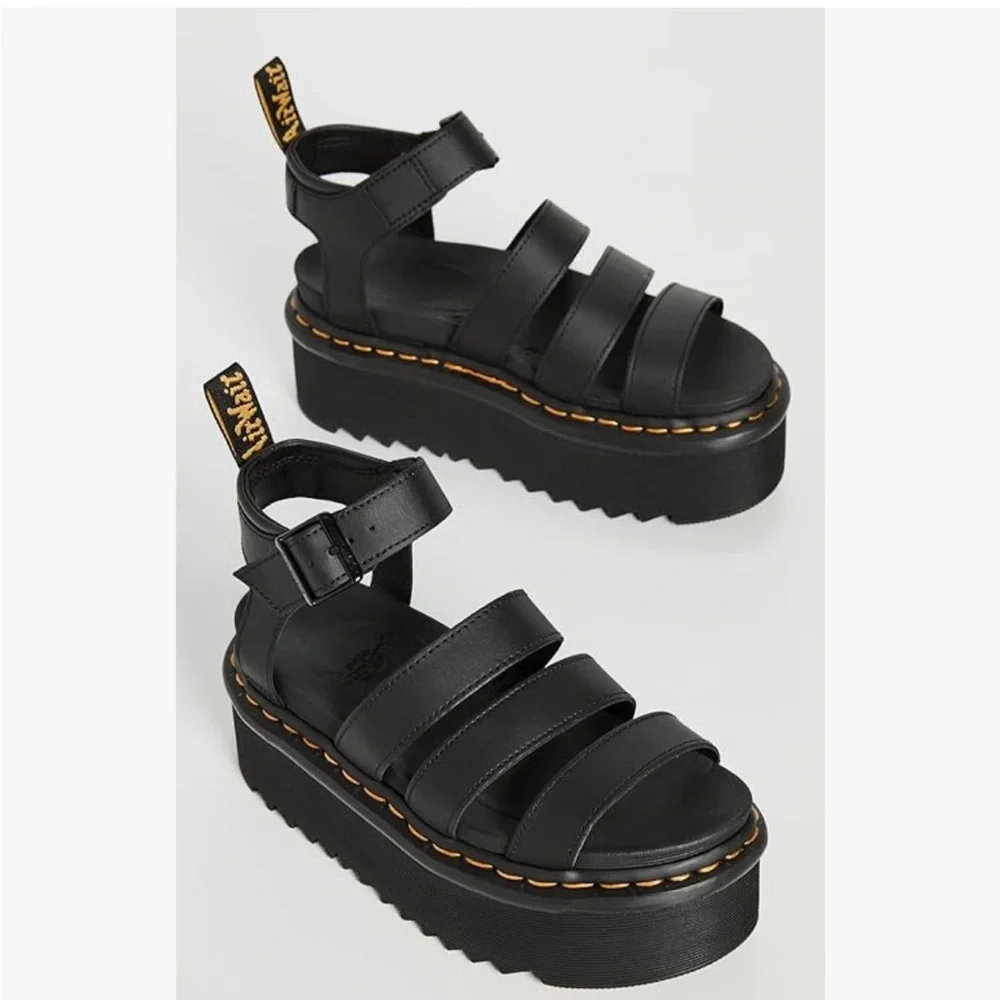 NWOT - Black Dr. Martens Women's Blaire Quad Fisherman Platform Sandal - Picture 2 of 3
